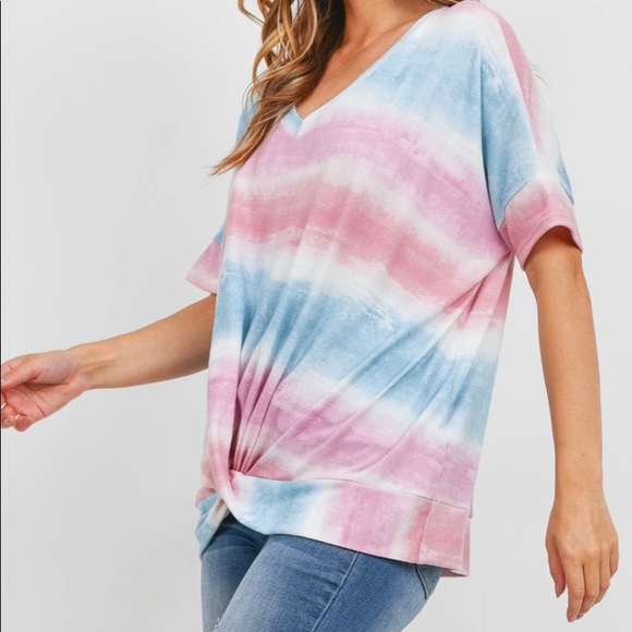 Pink Sea Foam Tie Dye Twist Top - Picture 4 of 4